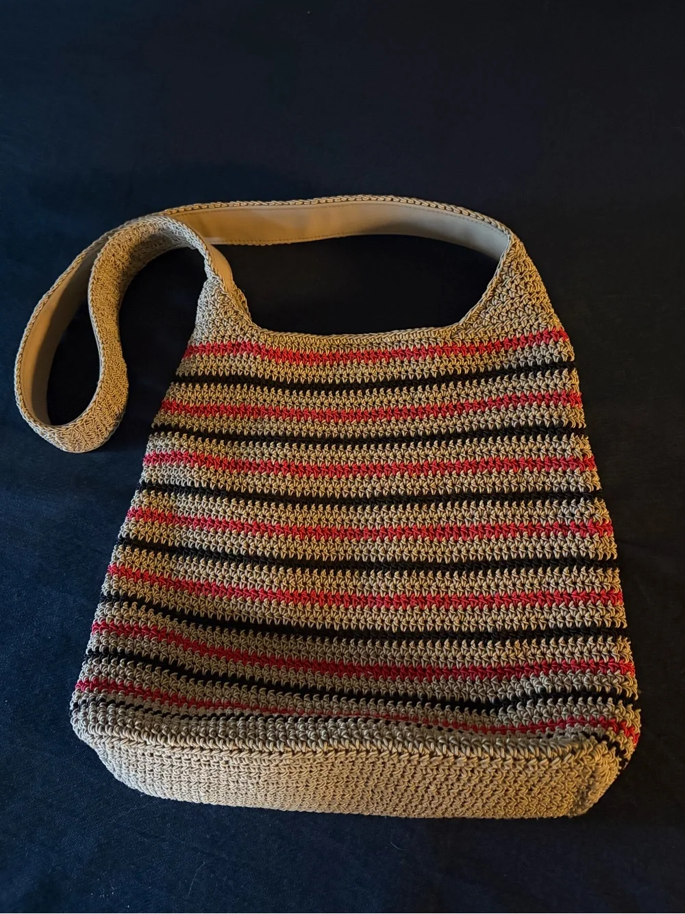 Vintage Villager Liz Claiborne Woven Crochet Hobo Shoulder Bag Purse Y2K Boho.